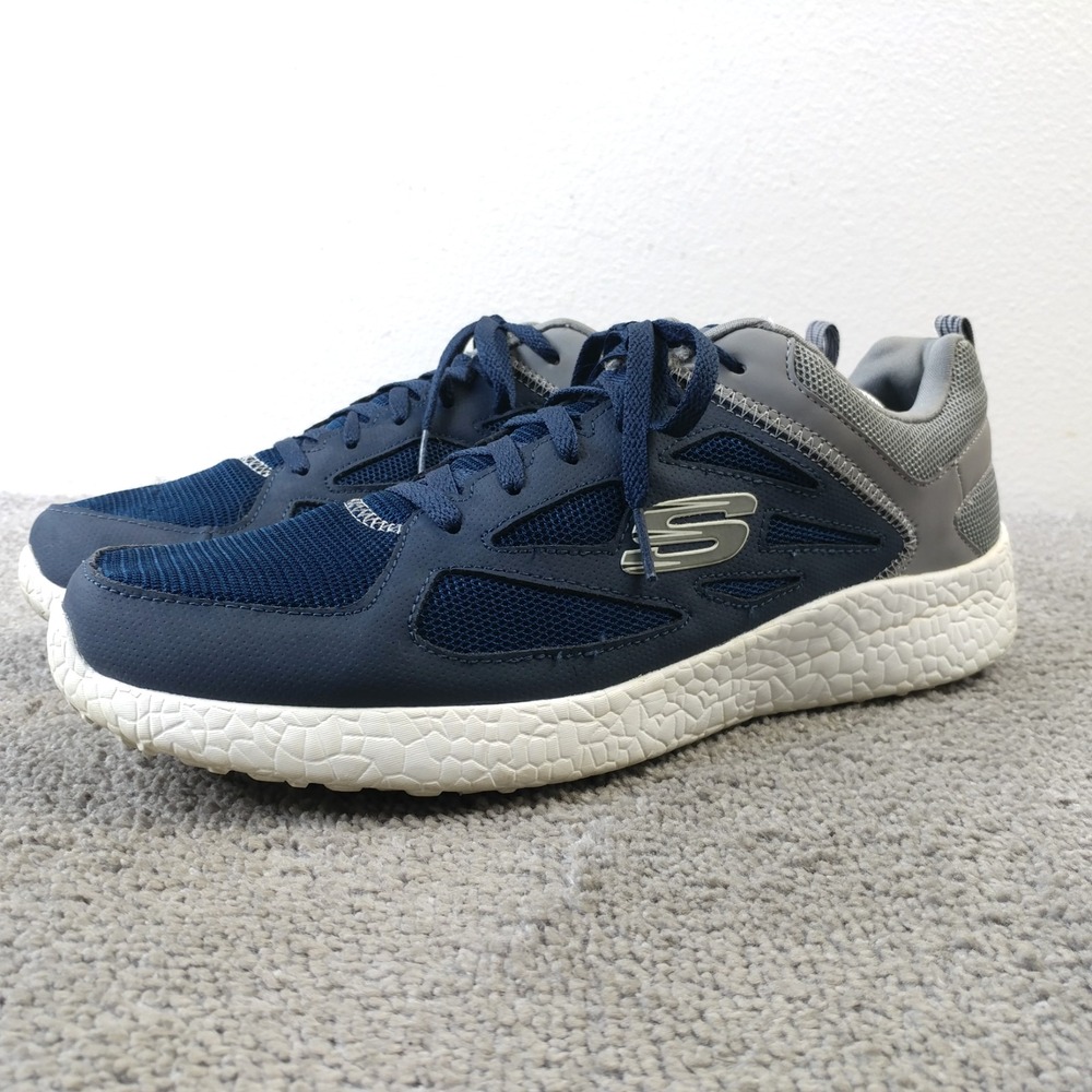 Skechers Burst Mens Size 12 Shoes Walking Running Low Top Blue Leather 52104